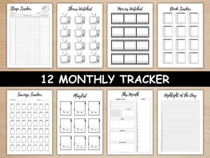 12-Monthly Tracker Bundle | A4 &amp; A5 Sizes | Printable Planner Inserts